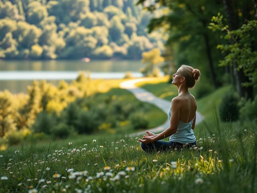 Affiliate Disclosure: a woman sitting in grass with her eyes closed